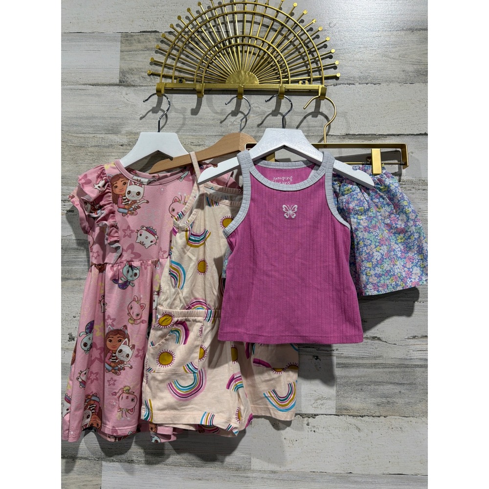 Jumping Beans Carters Girls 3T Bundle Pink Floral Rainbow Dress Romper